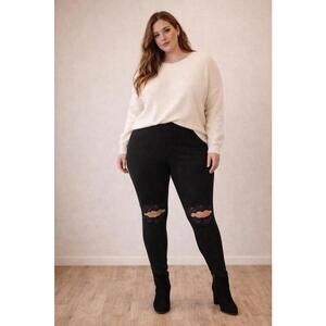 Hayden Los Angeles Women Black Lace Knee Cut Leggings Pants Size XL NEW